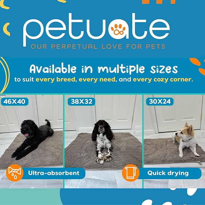 Pet 2-in-1 Dog Towel & Mat – Transforms from Drying to Bath Mat, Ultra Soft, Absorbent & Quick-Drying, Machine Washable Dog Towels with Detachable Non-Slip Mat and Hand Pockets (Medium)