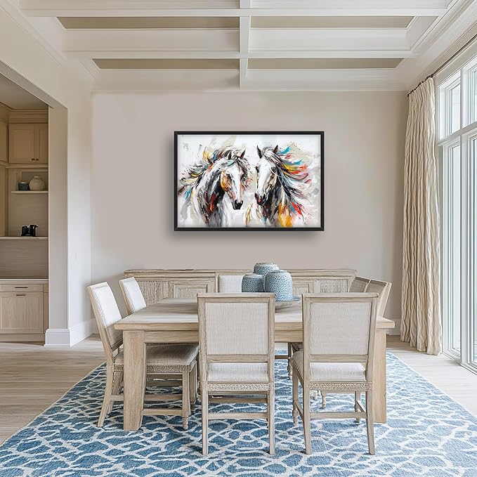 Quorin Horse Large Wall Art White Horse Animal Pictures Wall Decor Colorful Graffiti Canvas Print Painting Artwork for Bathroom Living Room Bedroom 36L x 24W