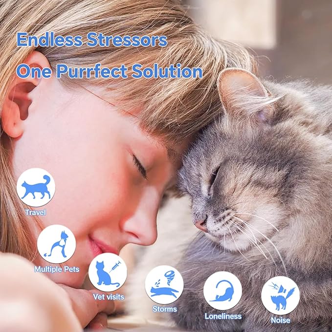 Calming Collar for Cats - 5 Pack, 150-Day Cat Calming Collar, Stress Relief & Anxiety Control for Cats, Calm Collars Cat (3 Blue & 2 Gray)