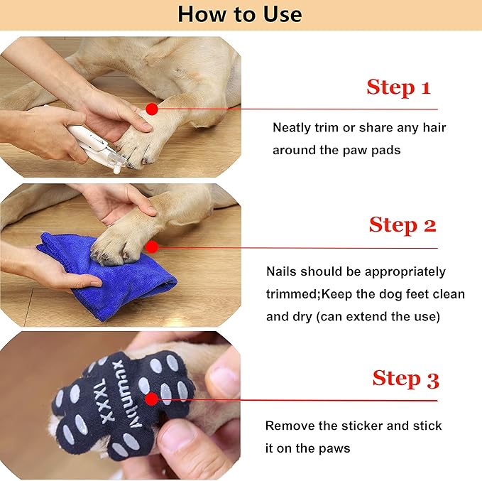 Dog Paw Protector Anti-Slip Pads,Toe Grips for Senior Dogs,Paw Grips Traction Pads for Slippery Hardwood Floors,Essentials for Senior Dogs,12 Sets (48 pcs) XXL Multicolor
