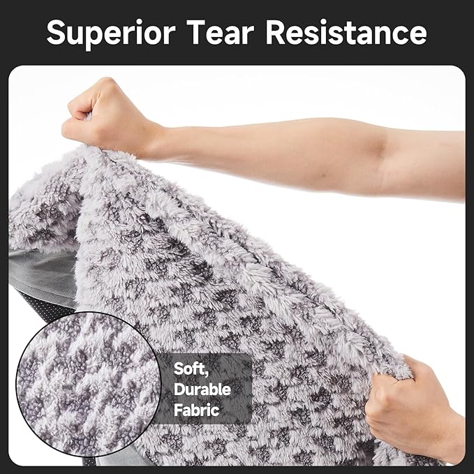 OhGeni Orthopedic Waterproof & Machine Washable Dog Bed for Large Pets, Suitable for Crates, 25D Egg Crate Foam, Non-Slip Bottom & Removable Cover, Houndstooth Fabric, 41 Inches(Gray)