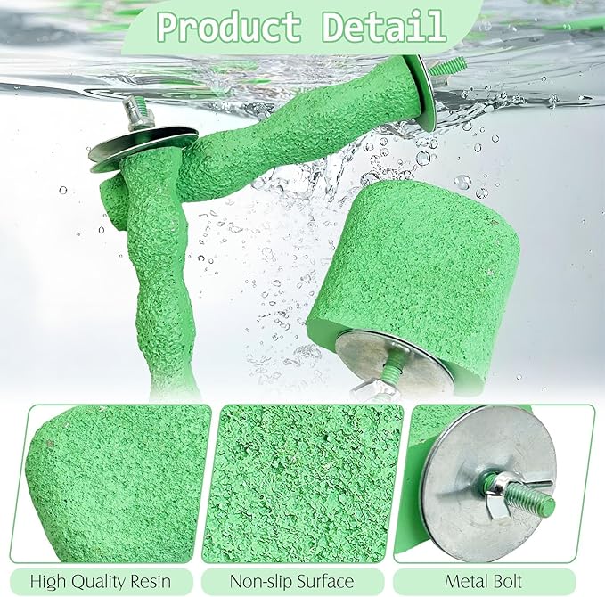 PINVNBY 5 Pack Bird Perch Resin Bird Beak Grinding Stone Parrot Cage Perch Stand Platform Foot Claws Trimmer Chew Toy Bird Cage Accessories for Budgie Cockatiel Conure Lovebird Finch (Green)