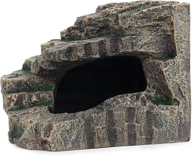 Beared Dragon Tank Accessories for Adults, Snake Hide, Reptile Tank Accessories, Perfect Natural Large Reptile Hide, Professional Turtle Basking Platform (E-Large)