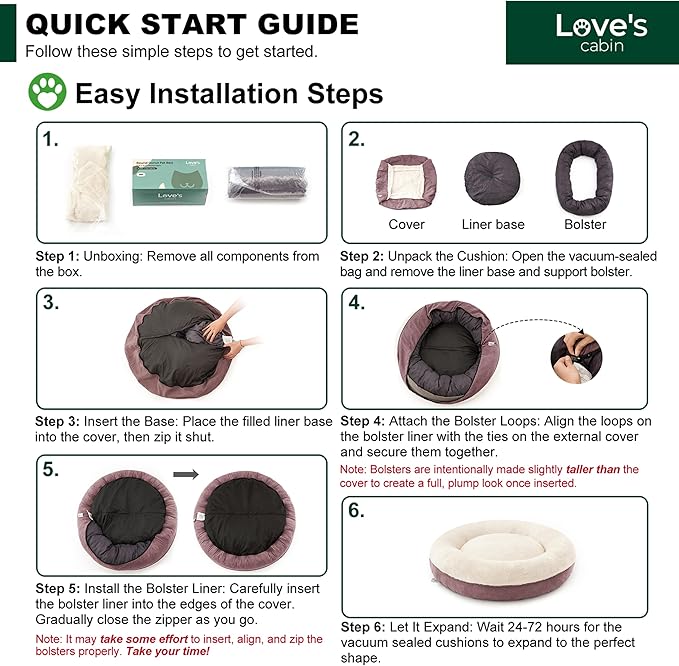 Love's cabin Round Donut Cat and Dog Cushion Bed, 30in Pet Bed for Medium or Large Dogs, Anti-Slip & Water-Resistant Bottom, Soft Durable Fabric Pet beds, Washable Calming Cat & Dog Bed Burlwood