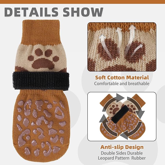 KOOLTAIL Dog Socks for Hot/Cold Pavement to Prevent Licking Paws Scratching,Anti Slip Pet Boots&Paw Protector for Hardwood Floors,Traction Control Grip Booties for Small Medium Large Senior Dogs M