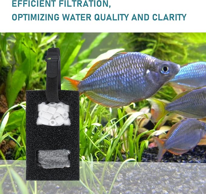 Aquarium Filter Replacement Set, 3-Stage Filtration Compatible with Fluval SPEC EVO Flex Series, Includes 2 Carbon Filter Refills, 2 Foam Filter, 2 Ceramic Rings & 1 Filter Cord