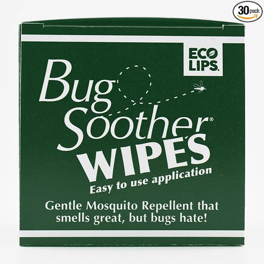 Bug Soother Wipes (30 ct) - Natural Insect, Gnat and Mosquito Repellent & Deterrent - 100% DEET-Free Safe Bug Wipes for Adults, Kids, & Pets - Made in USA