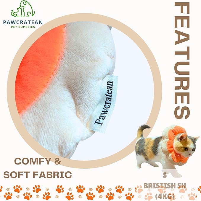 Adjustable Comfy Flower Style Elizabeth Collar for Cats Puppies Soft Recovery Cone Pet Protective Neck Collar (Orange, Medium)