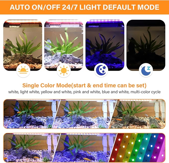 hygger Smart Aquarium Starter Kit, Glass Fish Tank with 24/7 Mode Light, Heater, Water Pump, Filter Media, Auto Feeder,Water Changer, Cleaning Tool, Fishing Net,Timer Automatic Switch (6 Gallon)