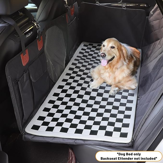 Non-Slip Pet Bed Mat for Truck Back Seat Extender, Hair Resistant Dog Blanket for Hard Bottom Dog Car Seat Cover, Anti Slip Pet Linner Backseat Cover Black Plaid XL