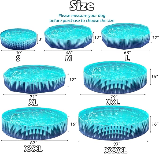 Jasonwell Foldable Dog Kiddie Pool - Hard Plastic Kids Paddling Pool Toddler Baby Swimming Pools for Backyard Collapsible Whelping Box Pet Doggie Cats Wading Pools Bathtub for Puppy Large Dogs