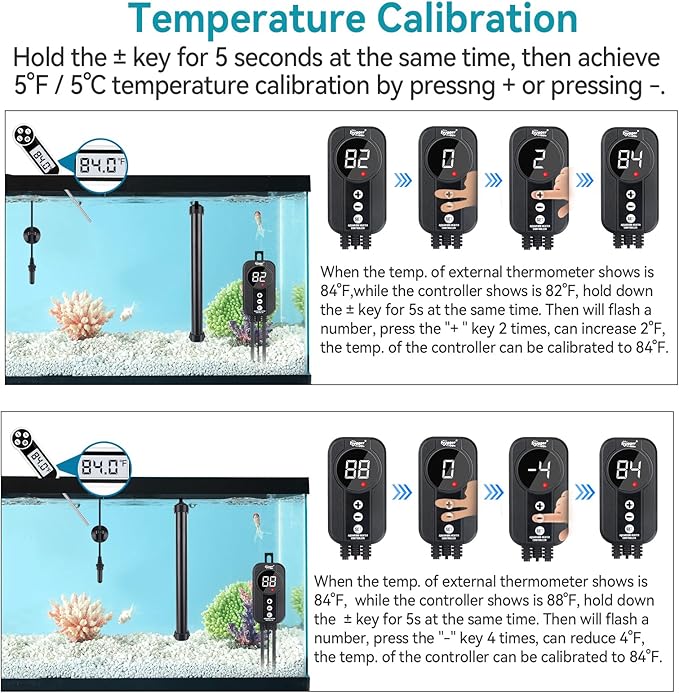 hygger Aquarium Heater 300W,Titanium Heater with Digital LED Controller and Temperature Probe,Submersible Fish Tank Heater with Temperature Calibration,for Saltwater & Freshwater Fish Tank 50-60Gallon