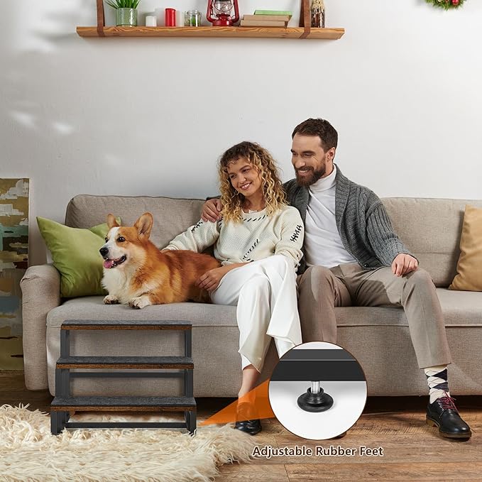 Dog Stairs for Small Dogs 3 Steps Pet Stairs Dog Stairs Steps for Couches High Beds, Non-Slip Indoor Dog Ramp, Holds Up to 100lbs