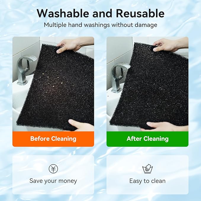 Aquarium Filter Sponge Pad, Filter Media Foam Sponges, Filter Accessories for Fish Tanks and Ponds (18.5"x18.5"x1.6", 50PPI, 1 Pack)