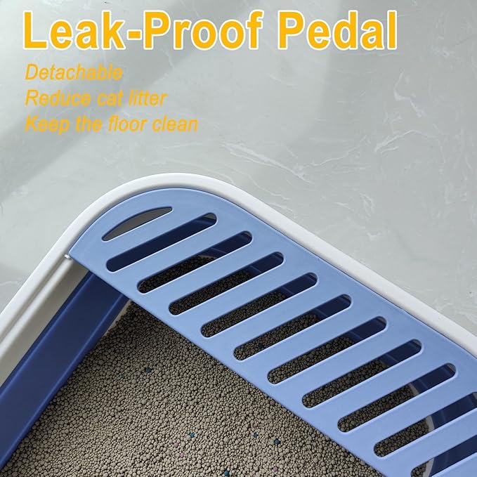 Kitten Training Litter Box, Collapsible Low Entry Kitten Litter Box Shallow LitterBox Senior Cats Anti-Splashing Open Potty Pan Scoop Leak-Proof Pedal Cat Toilet No Smell Easy Clean