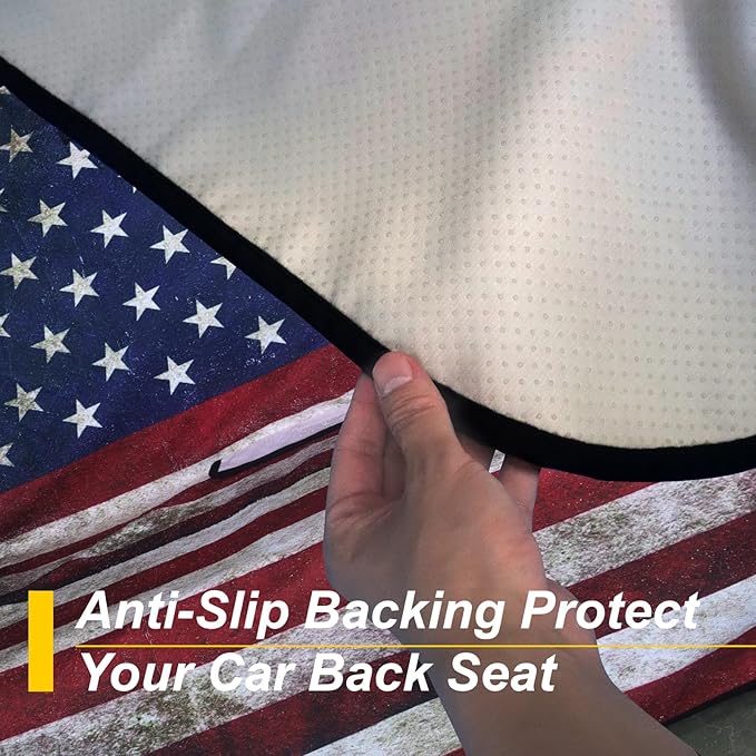 Back Seat Cover for Car Trucks Van SUV,Waterproof Rear Bench Towel Seat Covers for Dogs and Kids,Automotive Backseat Protector (American Flag)