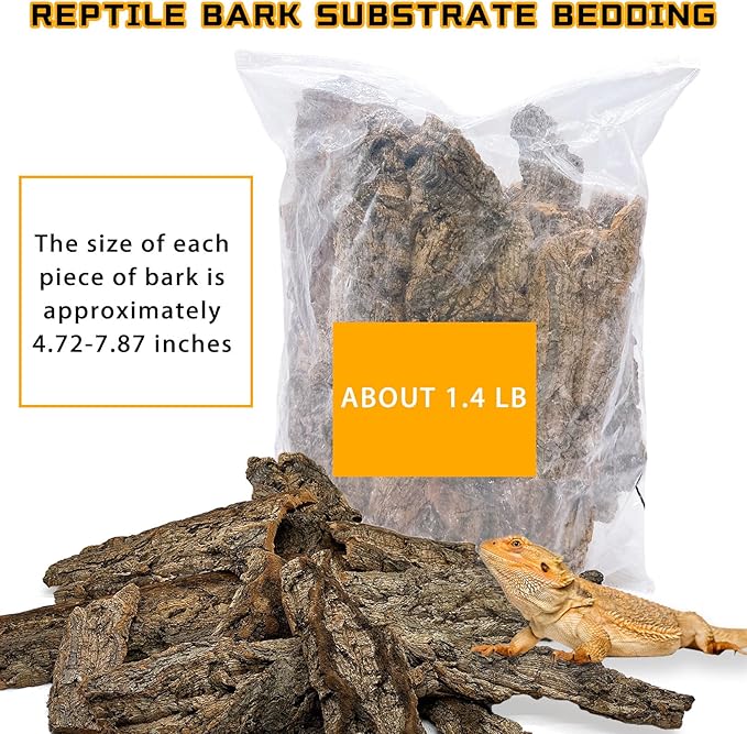 BNOSDM Reptile Terrarium Bark Substrate Bedding Tortoise Natural Cork Bark Reptile Climbing Mat Habitat Decor for Lizard Snake Spiders Hermit Crabs Tarantula Geckos Bearded Dragons (1.4 LB)