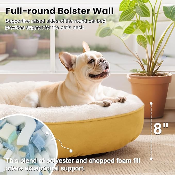 Love's cabin Donut Pet Bed Mat, 30in, Yellow, for Dogs, Soft, Durable, Anti-Slip, Water-Resistant, Washable