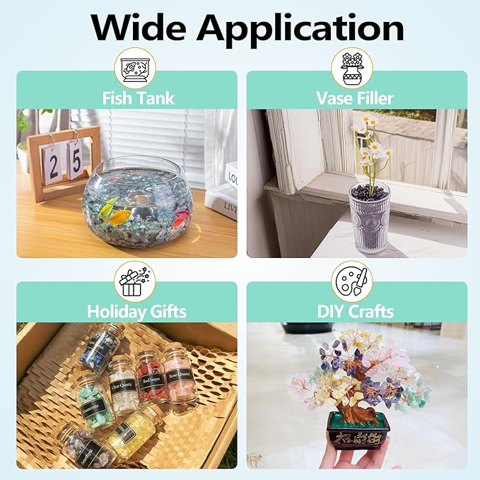 3 Lb Black Obsidian Crushed Stone Crystal Chips Bulk, Betta Fish Tank Gravel Rocks Irregular Shaped Marbles Pebbles for Aquarium, Vase Fillers, Succulent Plants Decor