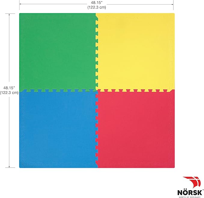 Norsk Reversible Kids Puzzle Play Mats 1/2" Thick EVA Interlocking Foam Tiles (Multicolor/Black 28 Tiles - 112 sq. Ft. 1/2" Thick)