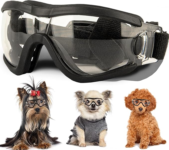 Small Dog Sunglasses with Adjustable Strap UV Protection, Winproof Puppy Sunglasses, Suitable for Dogs Eyes Protection，Soft Dog Goggles