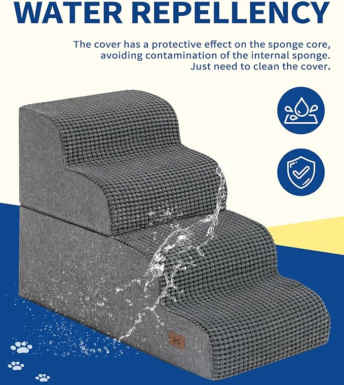 Dog Step for Bed, Dog Stair 5-Step 35D Pet Stair 22.8" H for High Bed or Sofa Non-Slip Balanced Pet Step Indoor, Grey