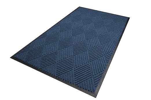 WaterHog Diamond | Commercial-Grade Entrance Mat with Rubber Border – Indoor/Outdoor, Quick Drying, Stain Resistant Door Mat (Navy, 6' x 12')