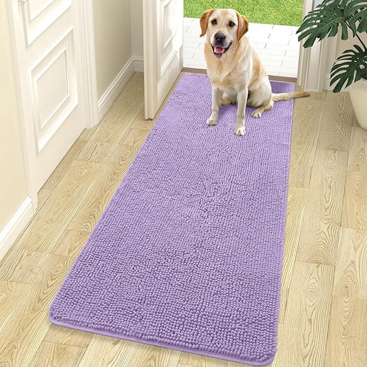 OLANLY Dog Door Mat for Muddy Paws 70x24, Absorbs Moisture and Dirt, Absorbent Non-Slip Washable Doormat, Quick Dry Chenille Mud Mat for Dogs, Entry Indoor Entryway Carpet for Inside Floor, Lavender