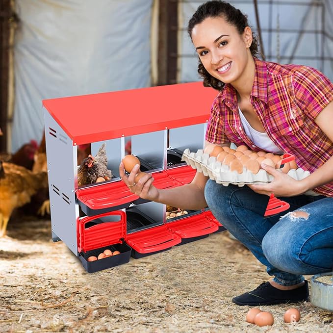 Chicken Nesting Box, 10 Hole 2 Layer Hen Nest Box, Roll Away Eggs Laying Boxes,Cleanable Pull Out Hen Roosting Boxes