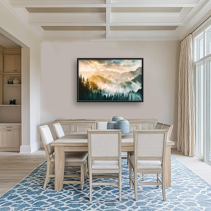 Mountain Large Wall Art Foggy Forest Landscape Pictures Sunrise Wall Decor Nature Scenery Canvas Print Painting Artwork for Bathroom Living Room Bedroom 36L" x 24W"