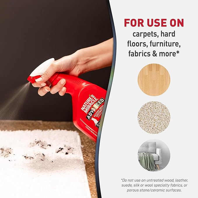 Nature's Miracle Advanced Cat Stain and Odor Eliminator Spray, Severe Mess Enzymatic Formula, 32 fl oz