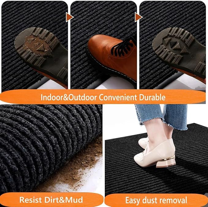 Door Floor Mat Commercial Grade Large Size 4' x 6'Heavy Duty Tough Entry Collection Slip Skid Entrance Mat with Rubber Backing Low Profile and Easy to Clean Indoor Outdoor Rug
