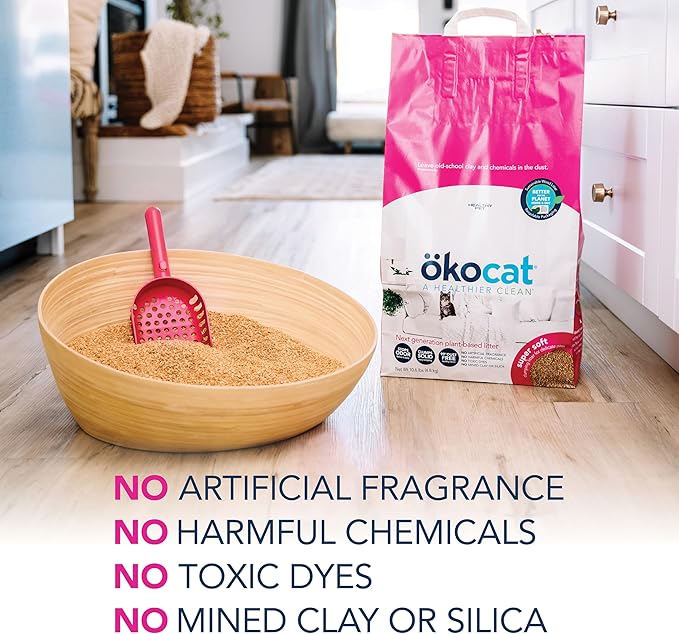 ökocat Super Soft Wood Clumping Cat Litter, Unscented, 15.8 pounds - Natural Ingredients, Stops Odor, Clumps Solid, 99% Dust Free, Great for All Cats, Sensitive Paws, Kittens