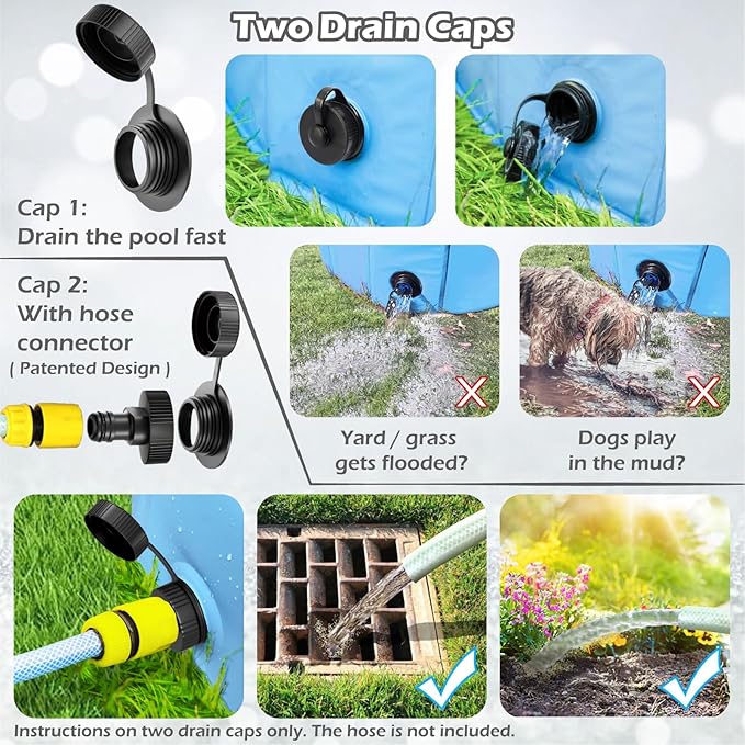 Jasonwell Foldable Dog Pet Bath Pool Collapsible Dog Pet Pool Bathing Tub Kiddie Pool Doggie Wading Pool for Puppy Small Medium Large Dogs Cats and Kids 63" Blue