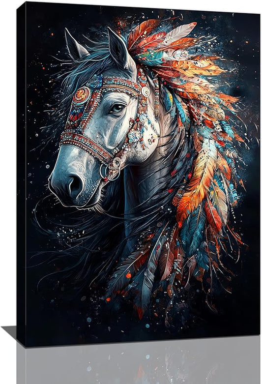 Horse Pictures Wall Art, Horse Animal Bathroom Wall Decor, Aesthetics Modern Framed Painting Elegant Canvas Artwork for Bathroom Bedroom Living Room Decorations 24"L x 16"W