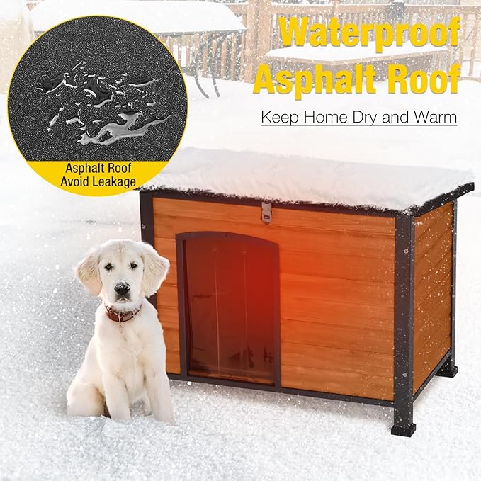 Aivituvin Outdoor Dog House with Insulated Liner Waterproof Dog Kennel for Winter Cat House for Small & Medium & Large Dogs,Cats,Unique All-Around Iron Frame