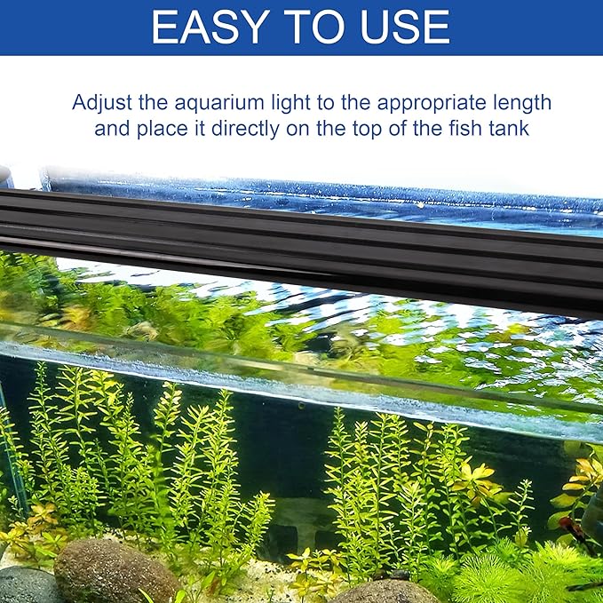 Led Aquarium Light, Full Spectrum Fish Tank Lights, Small 5/10 Gallon Freshwater Fishtank Hood Lighting for Grow Fish, Plants, Adjustable from 12 to 16 Inch