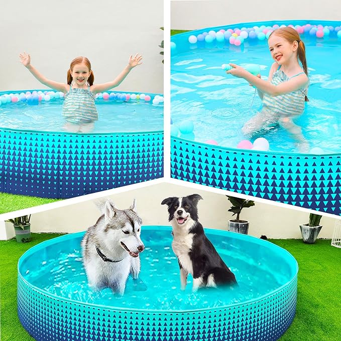 Jasonwell Foldable Dog Kiddie Pool - Hard Plastic Kids Paddling Pool Toddler Baby Swimming Pools for Backyard Collapsible Whelping Box Pet Doggie Cats Wading Pools Bathtub for Puppy Large Dogs