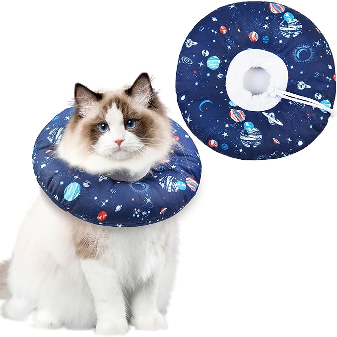 Cat Cone Collar Soft, Waterproof Cat Recovery Collar for Wound Healing Cute Donut Adjustable Kittens Cones to Stop Licking Comfortable Neck Elizabethan Collars for Cats Kittens After Surgery
