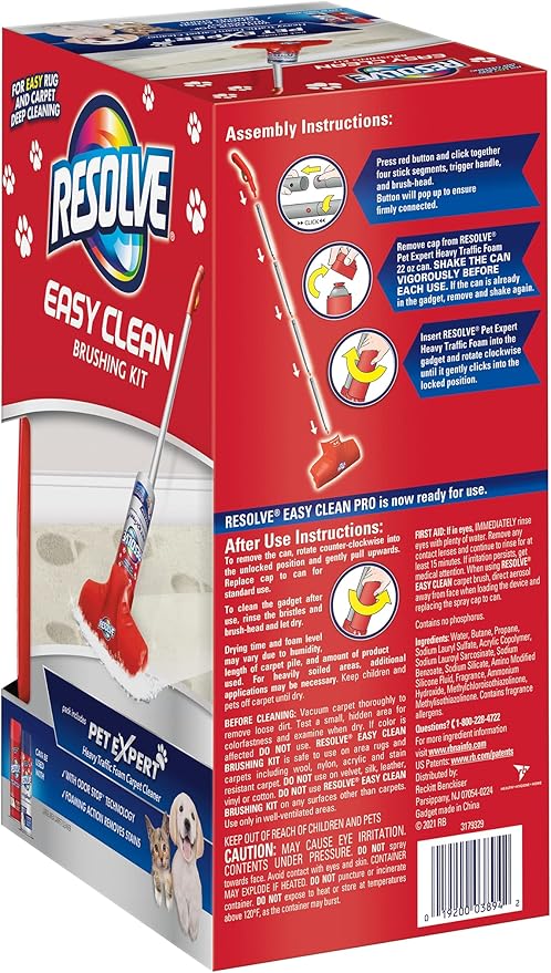 Resolve Pet Expert Easy Clean Carpet Foam Spray Refill, 2 Piece Set, Stain and Odor Remover Solution