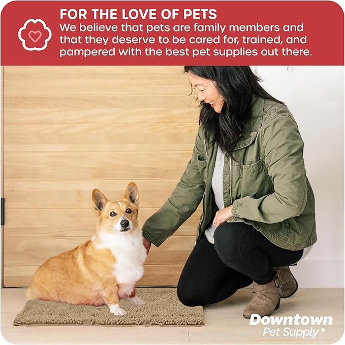 My Doggy Place Microfiber Dog Mat for Muddy Paws, 18" x 24" Oatmeal - Absorbent and Quick-Drying Dog Paw Cleaning Mat, Washer and Dryer Safe - Non-Slip Rubber Backed Dog Floor Mat, Small