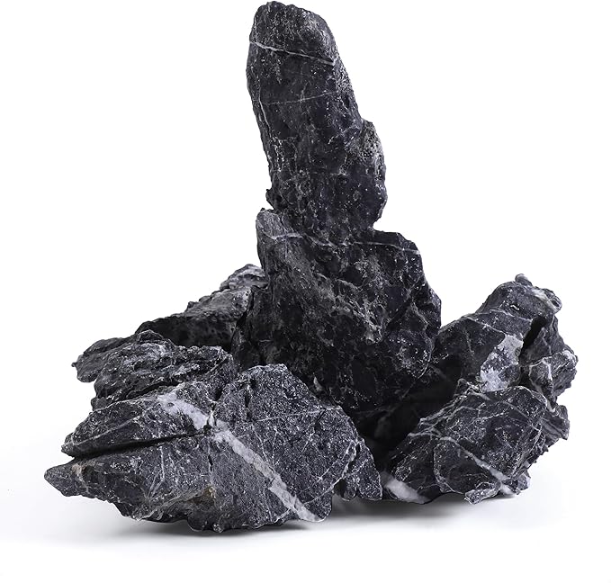 6-8 Inches Natural Seiryu Stone 4 PCS Aquarium Rocks for Aquascaping, Aquarium Landscaping, Terrariums, Fish Tank Decoration, Vivariums, Paludarium, Reptile and Amphibian Enclosures