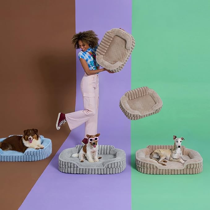LE SURE Cute Dog Beds for Extra Large Dogs, Orthopedic Waterproof XL Pet Bed with Sides, Non-Slip and Egg-Crate Foam Big Dog Couch Sofa with Washable Removable Cover, Hazel
