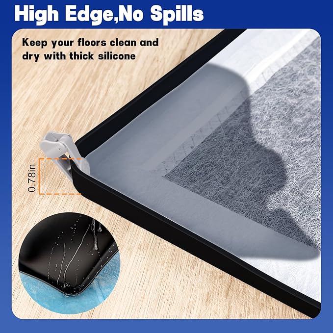 Dog Pee Pad Holder, Puppy Pad Holder Tray for 24'' x 24'' Training Pads, 15pcs Dog Potty Tray Set Include High Edge Silicone Mat & 6 Activated Charcoal Disposable Puppy Pads & 8 Holder Clamps