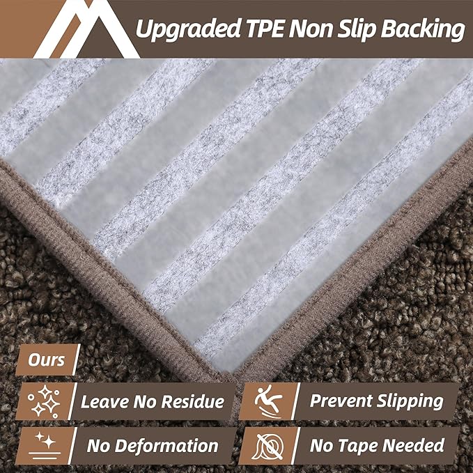 COSY HOMEER Edging Stair Treads Non-Slip Carpet Mat 28inX9in Indoor Stair Runners for Wooden Steps, Edging Stair Rugs for Kids and Dogs, 100% Polyester TPE Backing (4pc, Brown)