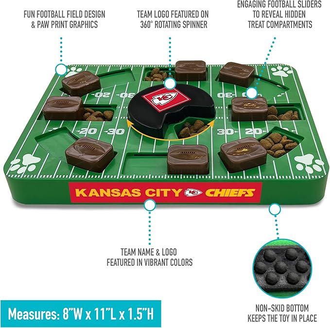 Pets First NFL Kansas City Chiefs Puzzle Toy - Interactive Dog Puzzle Treat Toy