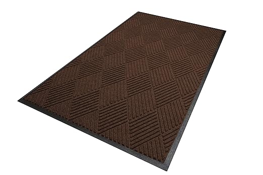 M+A Matting WaterHog Diamond | Commercial-Grade Entrance Mat with Rubber Border – Indoor/Outdoor, Quick Drying, Stain Resistant Door Mat (Dark Brown, 4' x 8')