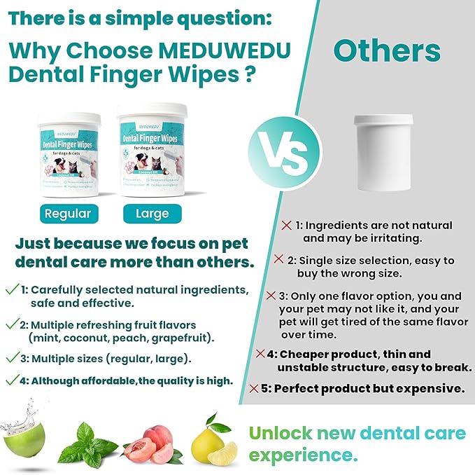 Dental Care Finger Wipes 120 Counts,Teeth Cleaning Finger Wipes for Dogs & Cats,Reduces Plaque & Supports Oral Freshness,Small Animal Stain Removers, Unscented