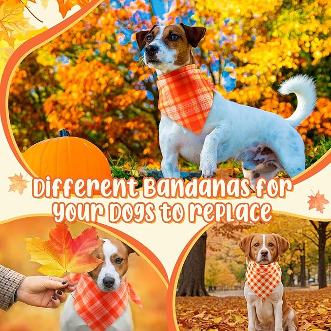 Abbylike 50 Pcs Fall Plaid Dog Bandanas Bulk Autumn Bandanas for Dogs Triangle Kerchief Bibs Scarf for Small Medium Large Pets Thanksgiving Costume Accessories, 25 Styles (25.6 x 17.7 x 17.7 Inch)