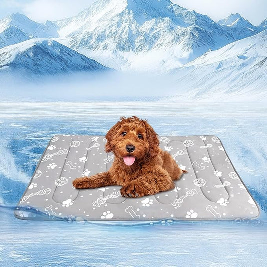MH MYLUNE HOME Upgrade Cooling Mat for Pets,30”x20” 300g Reinforced Padding & Arc-Chill Fiber, Heat-Absorbing Color-Changing Pet Pad, Foldable Summer Bed